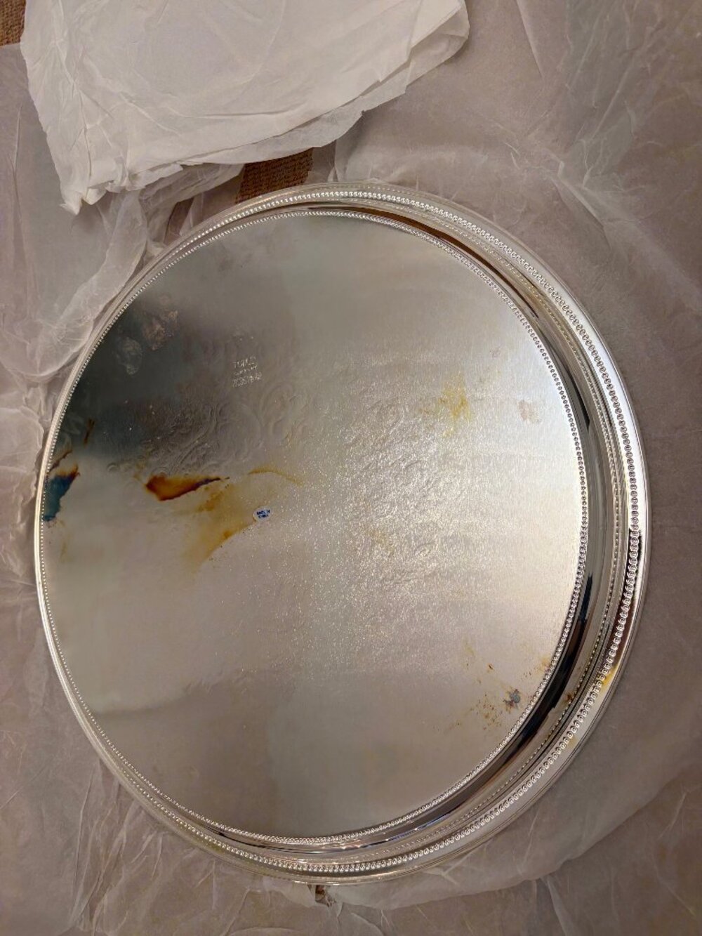 TOWLE SILVERPLATE ROUND GALLERY TRAY NIB - Picture 12 of 14